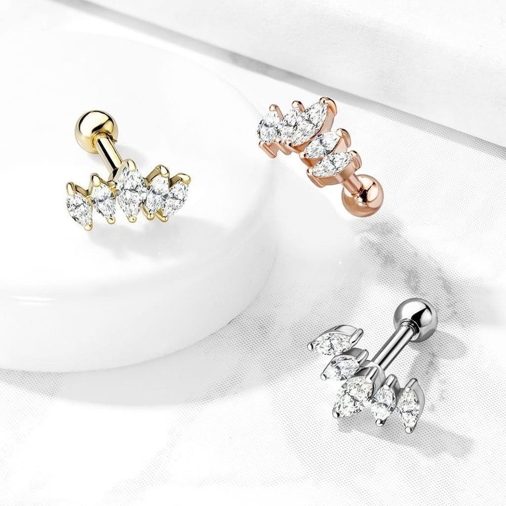 Set of sparkly 16g labret piercing 3 colors